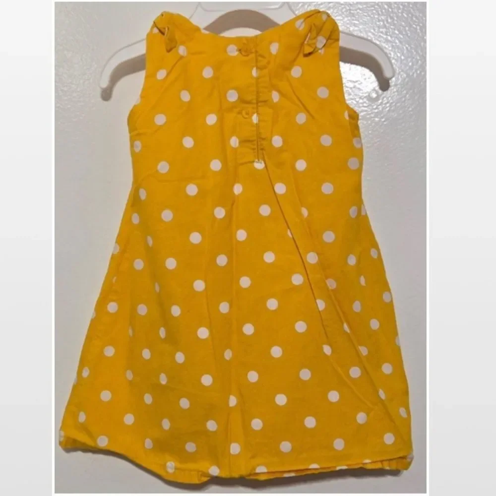 Gap Dress Girl Yellow White Polka Dot Sleeveless Summer Jumper 2